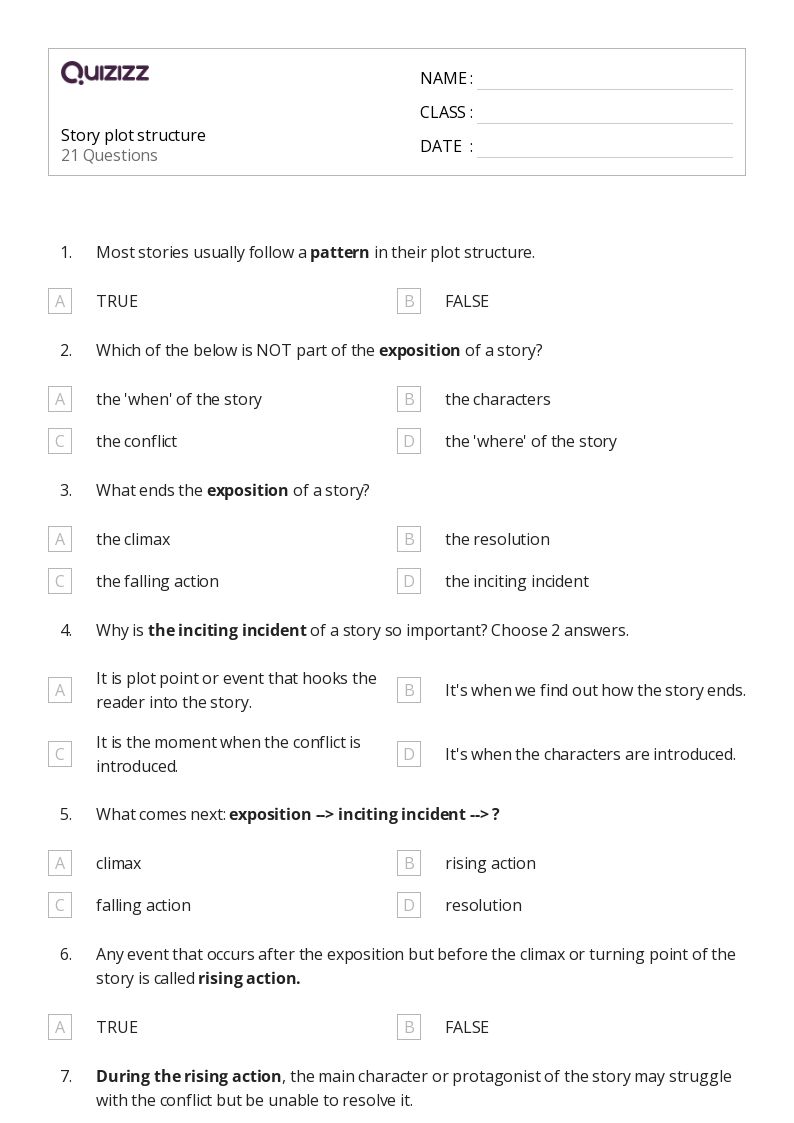 50+ Analyzing Story Structure worksheets for 7th Class on Quizizz
