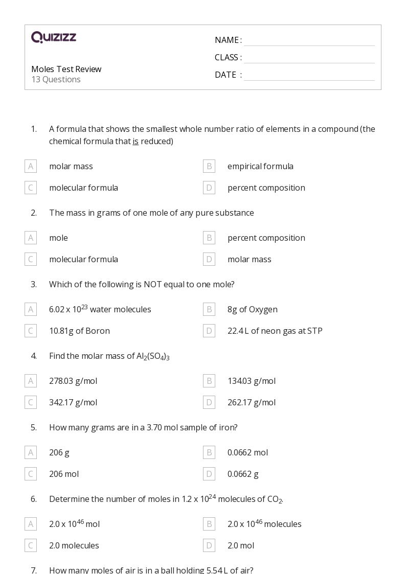 50+ atoms and molecules worksheets for 11th Grade on Quizizz Free