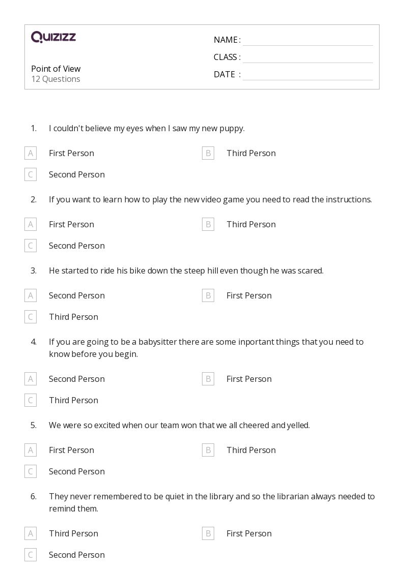 50+ Analyzing Point of View worksheets for 5th Class on Quizizz Free