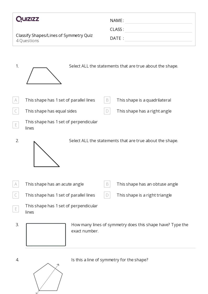 50+ Lines of Symmetry worksheets for 5th Grade on Quizizz Free