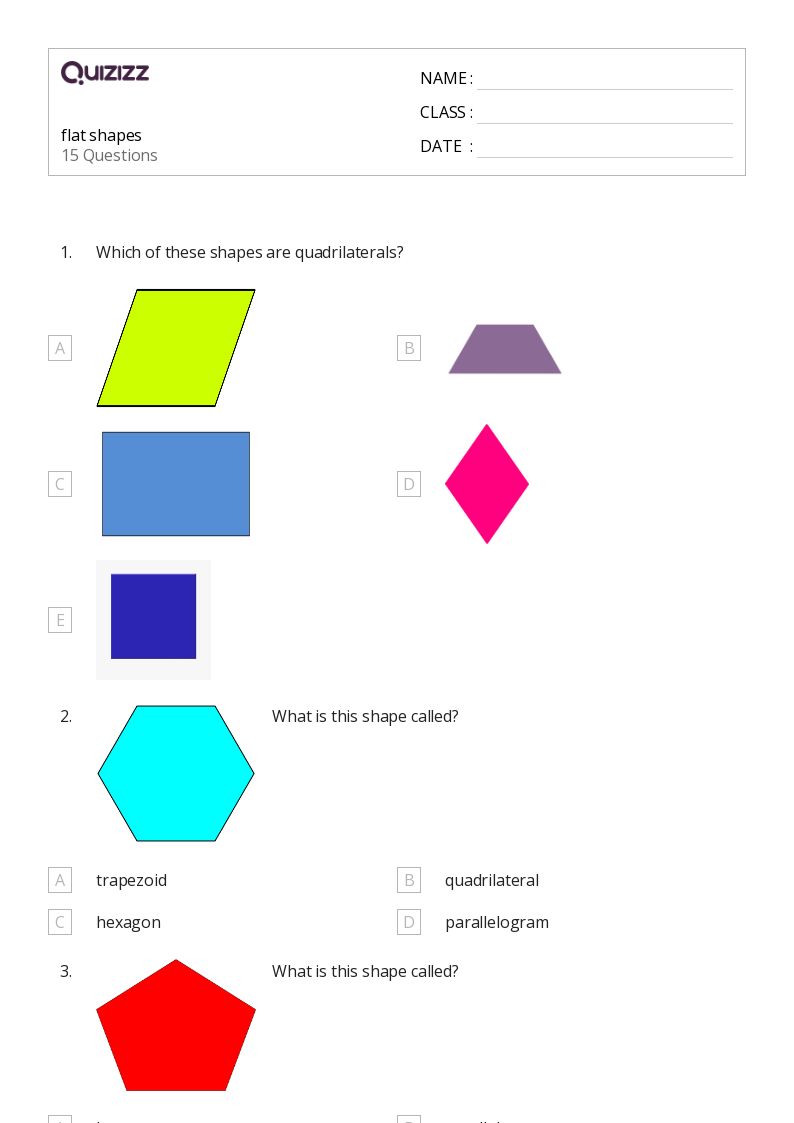 50+ Flat Shapes worksheets on Quizizz Free & Printable