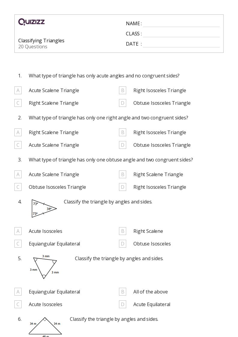 50+ Classifying Triangles worksheets for 6th Year on Quizizz Free