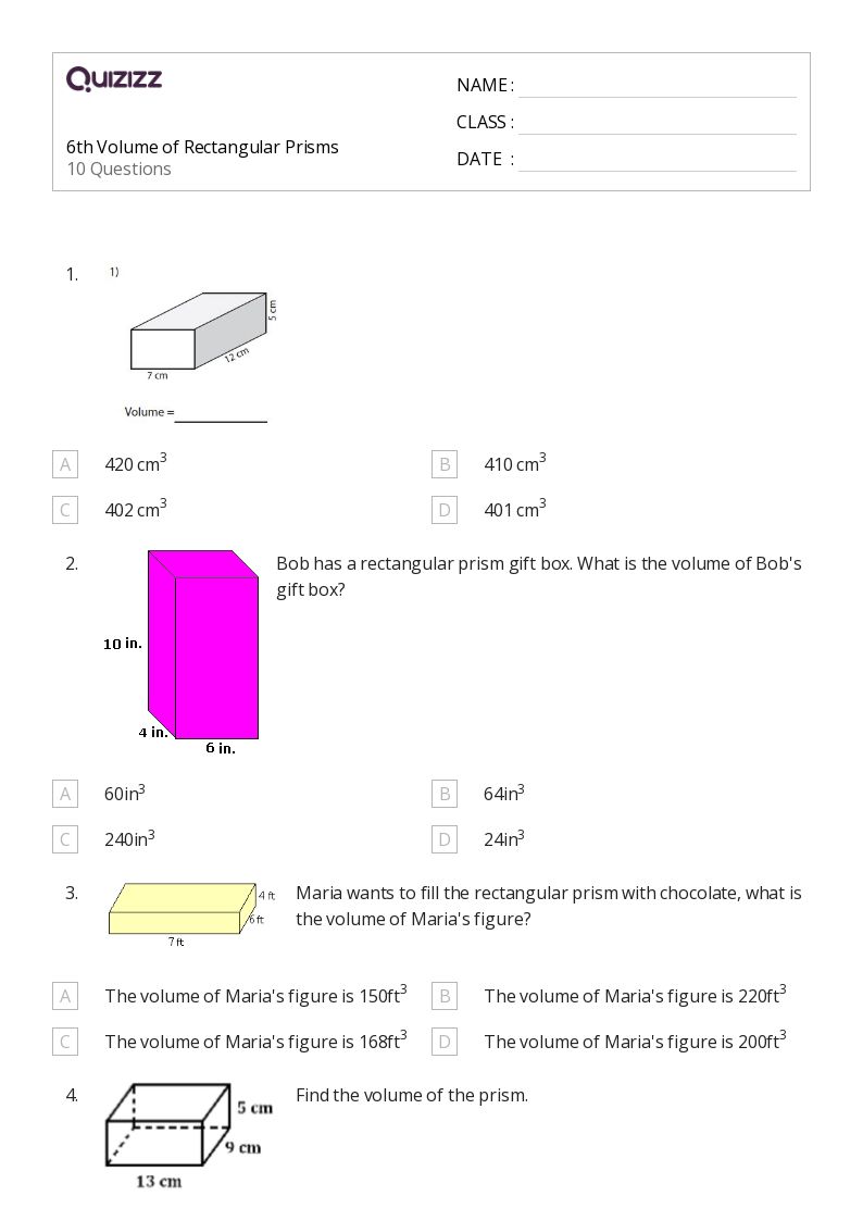 50+ Rectangular Prisms worksheets for 5th Grade on Quizizz Free & Printable