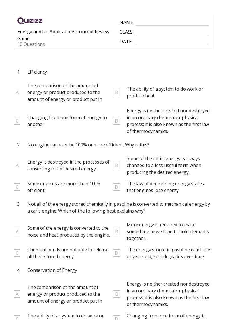 50+ thermodynamics worksheets on Quizizz Free & Printable