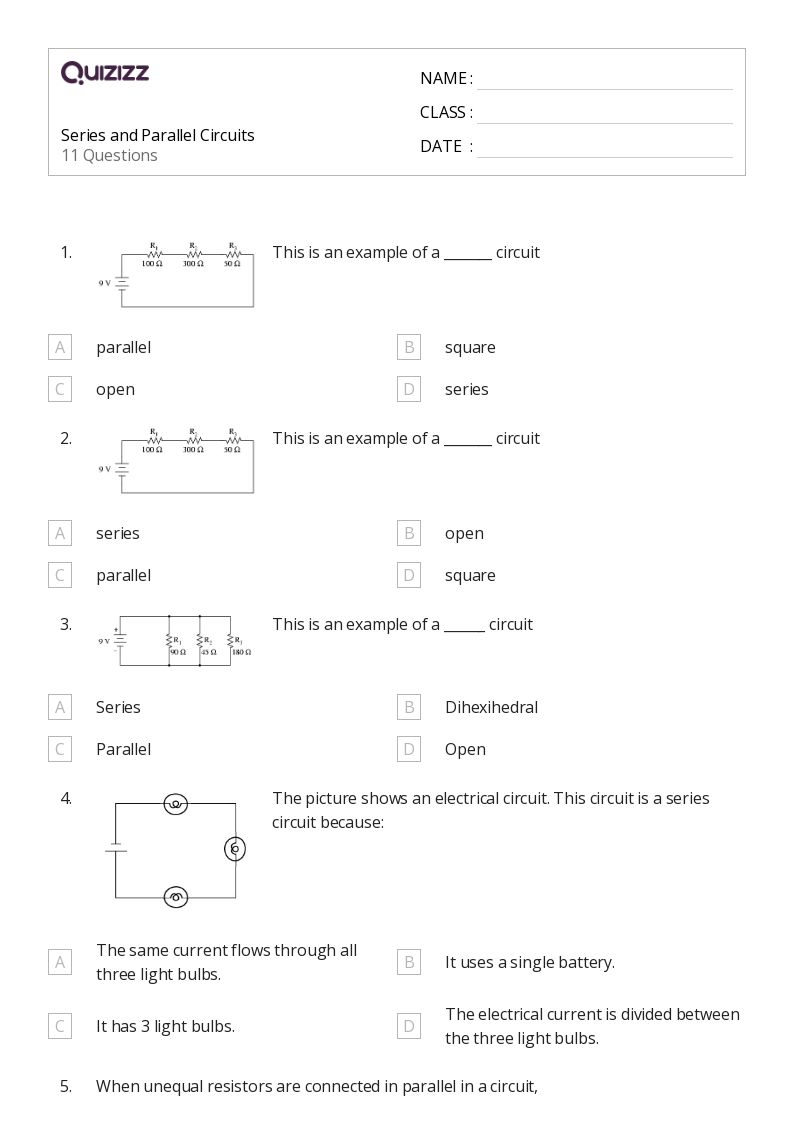 50+ series and parallel resistors worksheets for 11th Class on Quizizz