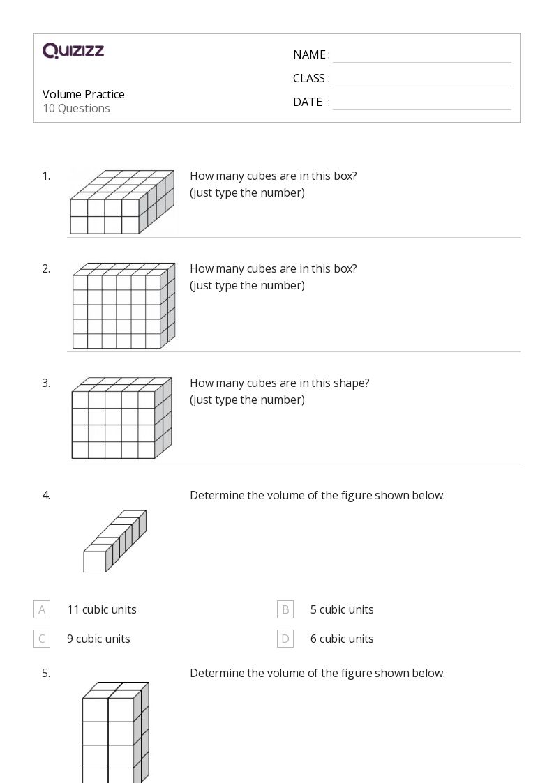 50+ Volume worksheets for 4th Grade on Quizizz Free & Printable