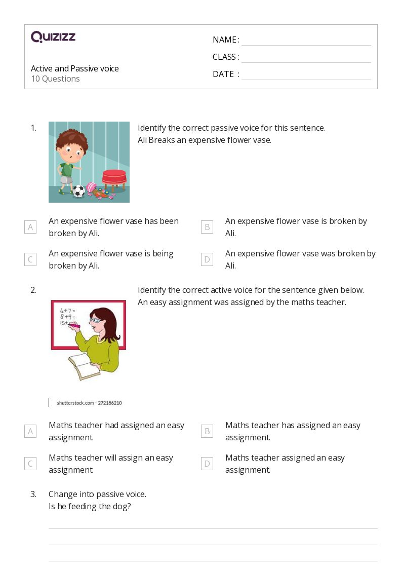 50+ Active and Passive Voice worksheets for 5th Grade on Quizizz Free