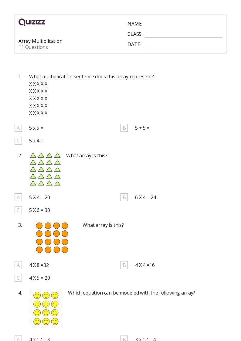 50+ Multiplication with Arrays worksheets for 2nd Grade on Quizizz