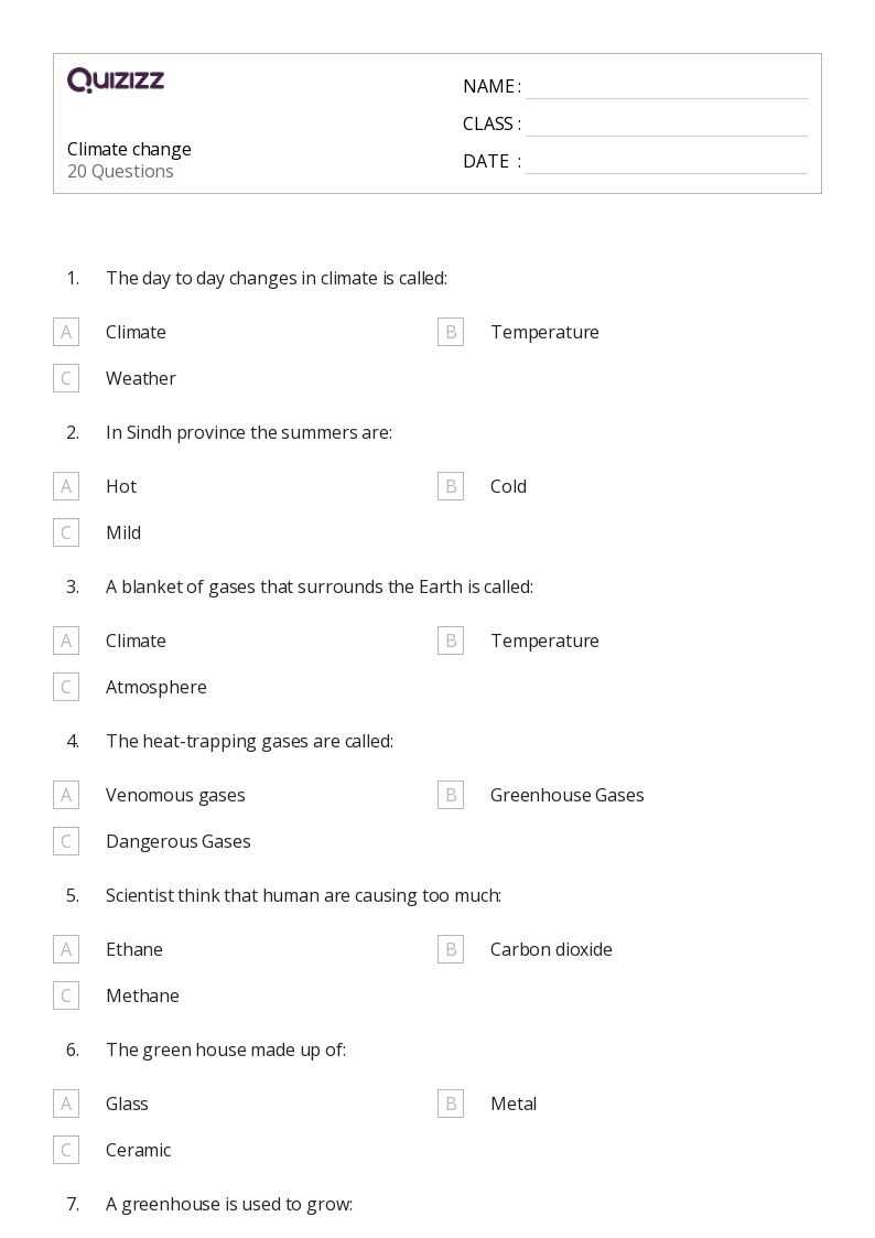50+ world climate and climate change worksheets for 5th Year on Quizizz