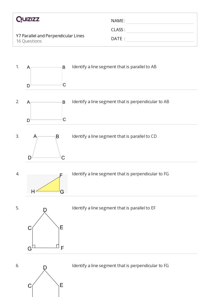 50+ Parallel and Perpendicular Lines worksheets for Kindergarten on Quizizz Free & Printable
