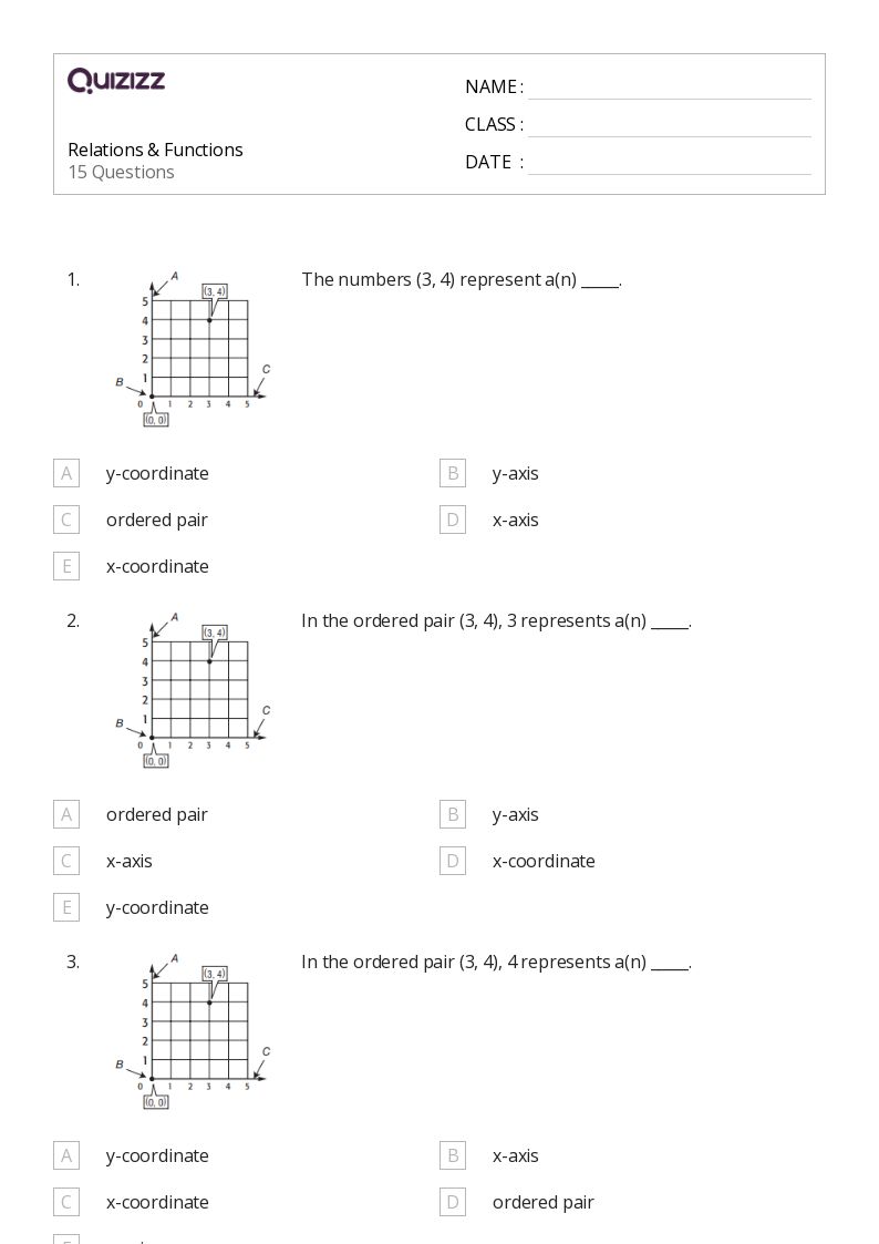50+ Functions worksheets for 8th Class on Quizizz Free & Printable