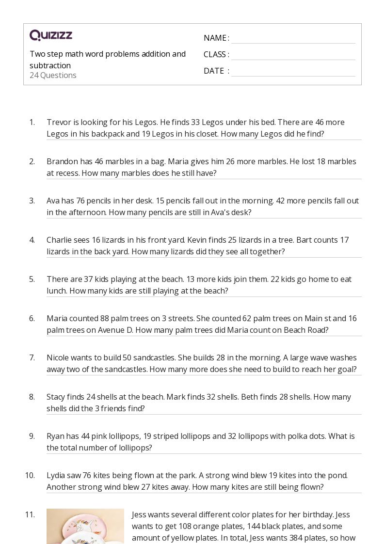 50+ Math Word Problems worksheets for 2nd Grade on Quizizz Free