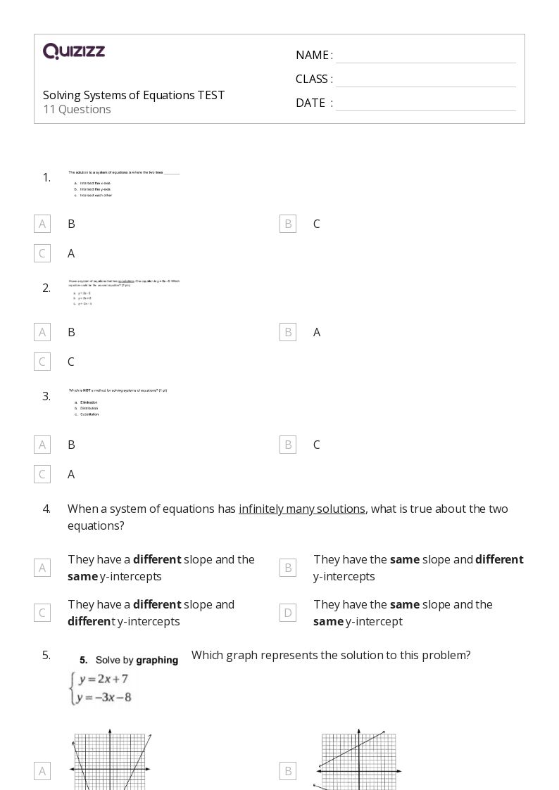 50+ Systems of Equations worksheets for 7th Grade on Quizizz Free