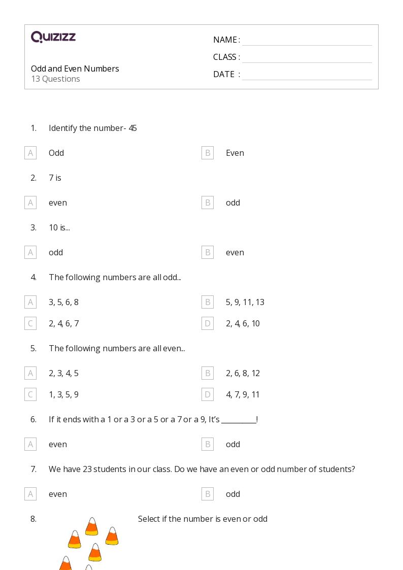 50+ Odd and Even Numbers worksheets on Quizizz Free & Printable