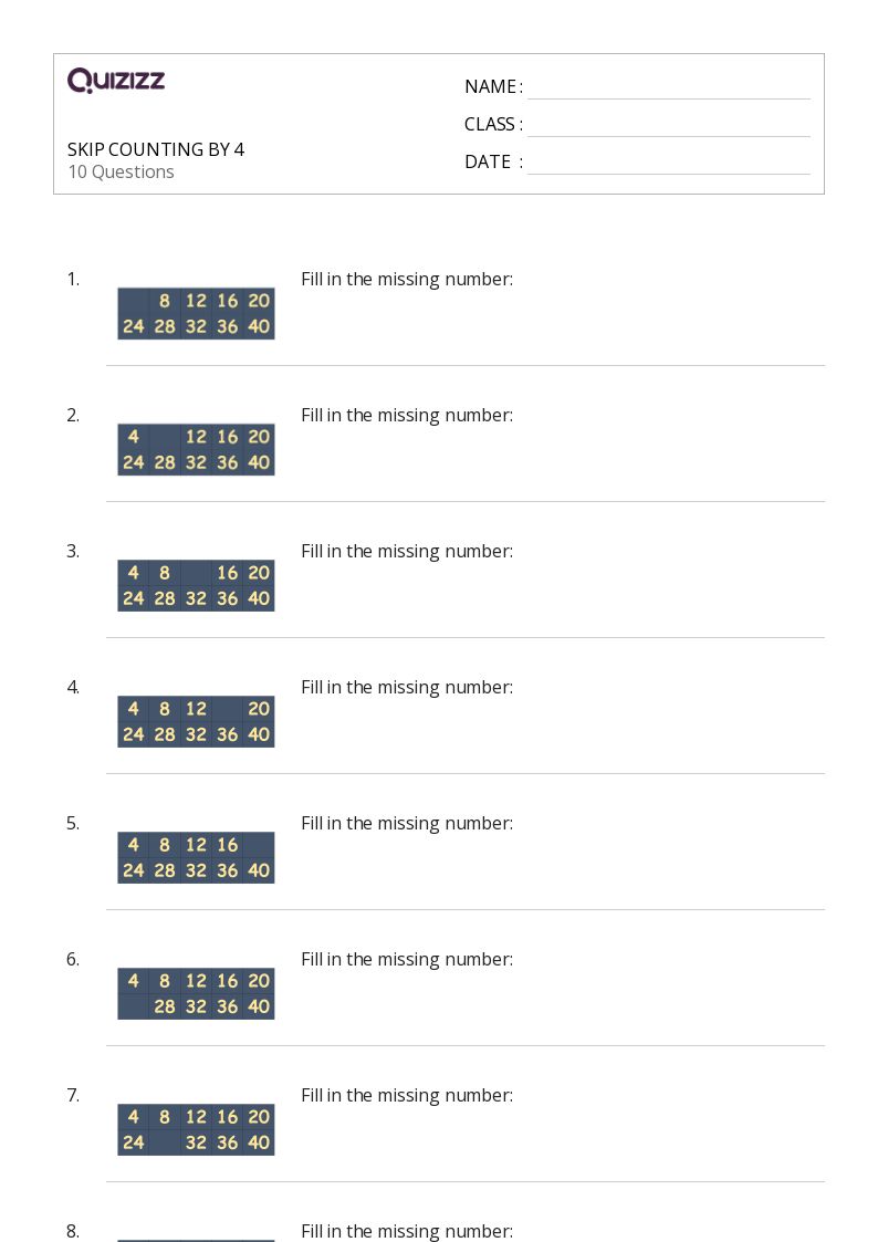 50+ Skip Counting by 10s worksheets on Quizizz Free & Printable