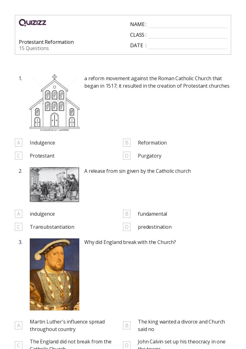 50+ the reformation worksheets for 6th Grade on Quizizz Free & Printable