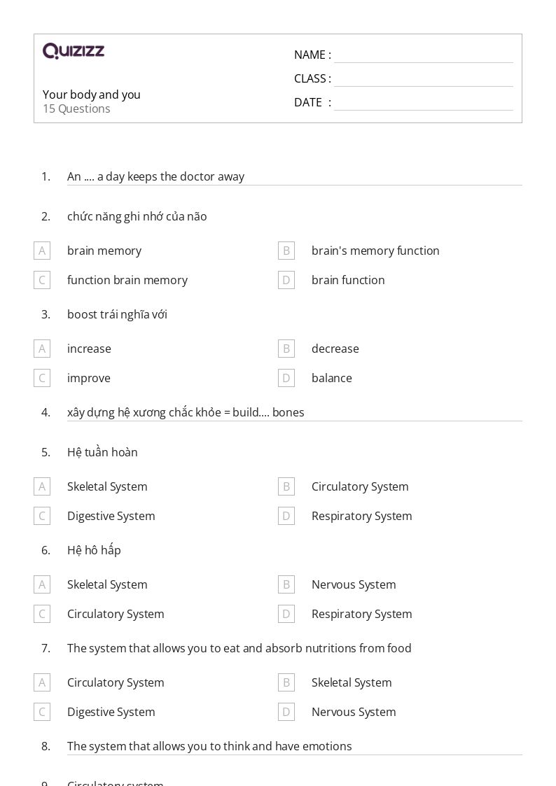 50+ the circulatory and respiratory systems worksheets for 10th Grade on Quizizz Free & Printable