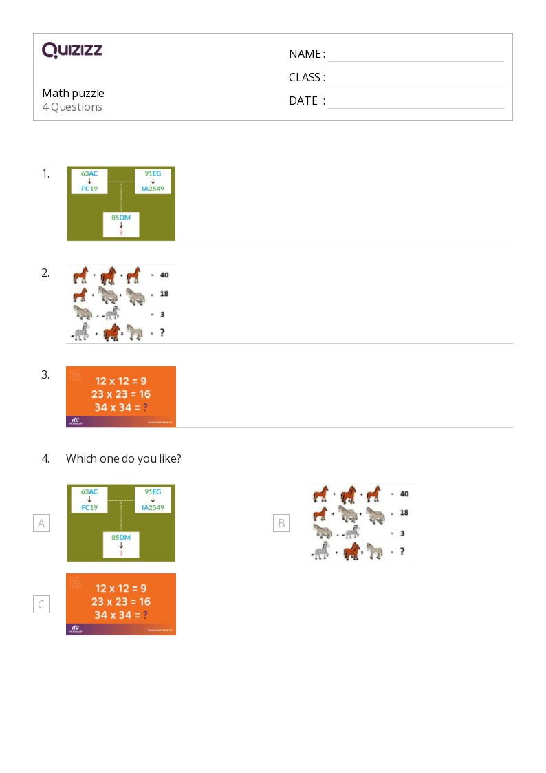 50+ Math Puzzles worksheets for Kindergarten on Quizizz Free & Printable
