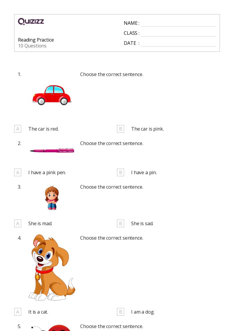 50+ Reading worksheets for Kindergarten on Quizizz Free & Printable