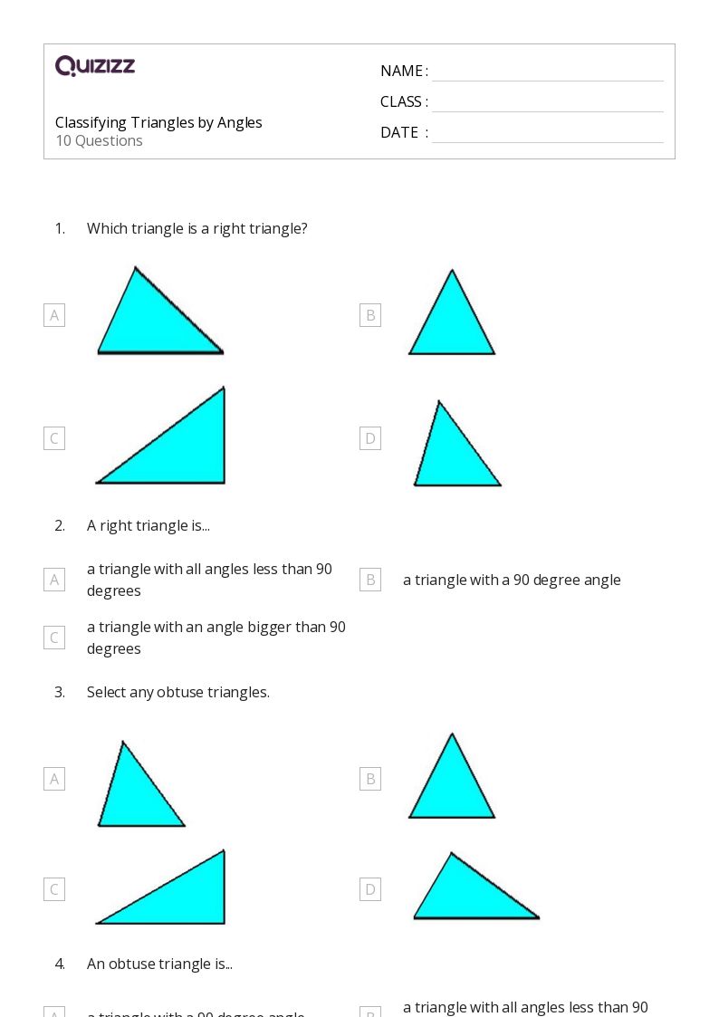 50+ Classifying Triangles worksheets for 4th Grade on Quizizz Free