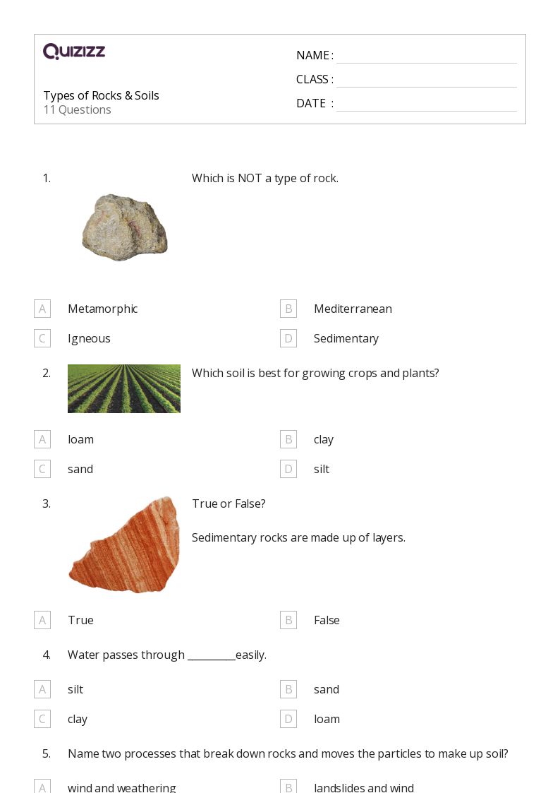 50+ soils worksheets for 4th Class on Quizizz Free & Printable