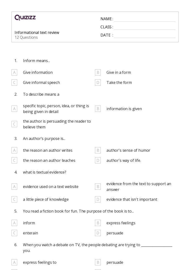 50+ Text Evidence worksheets for 2nd Grade on Quizizz Free & Printable
