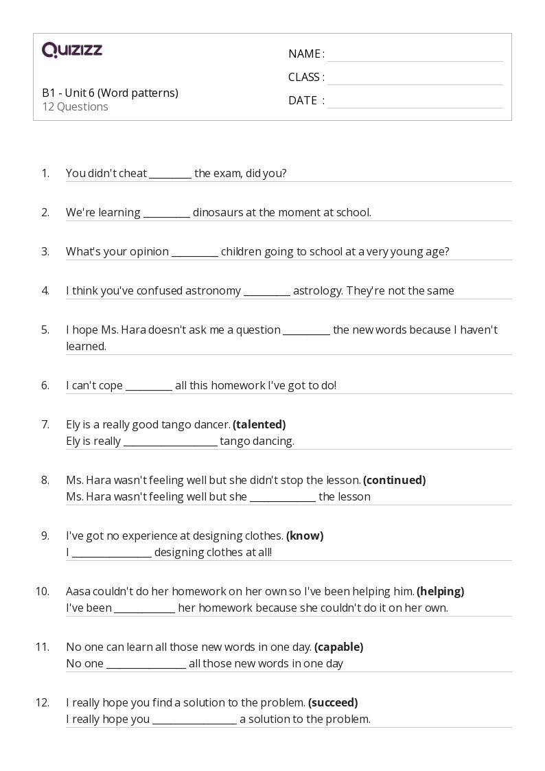 50+ Word Patterns worksheets for 5th Class on Quizizz Free & Printable