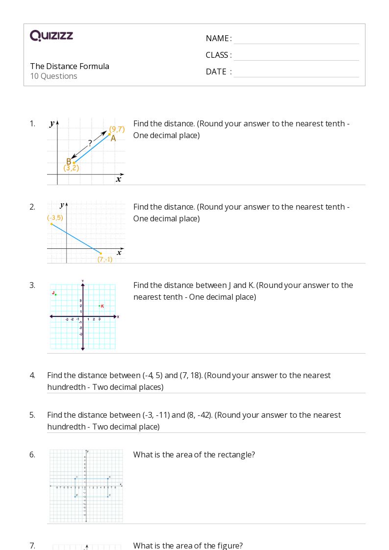 50+ distance formula worksheets for 11th Class on Quizizz Free