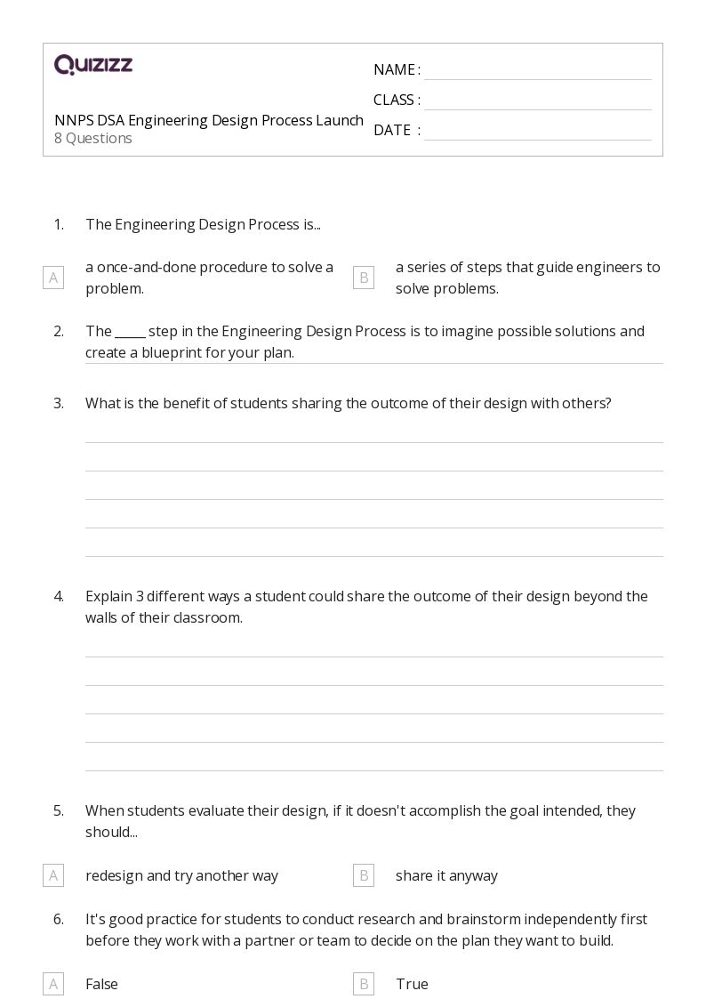 50+ Engineering Design worksheets on Quizizz Free & Printable