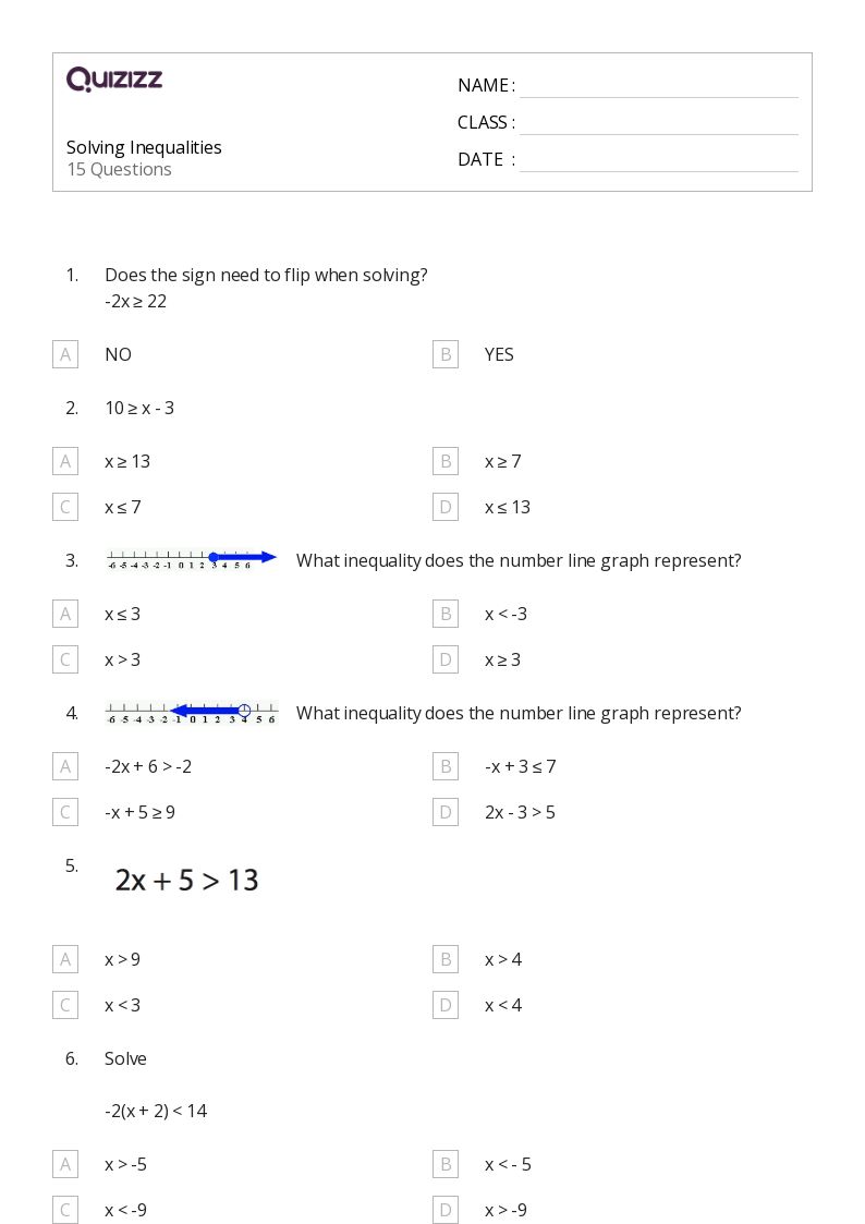 50+ two variable inequalities worksheets for 8th Grade on Quizizz Free & Printable