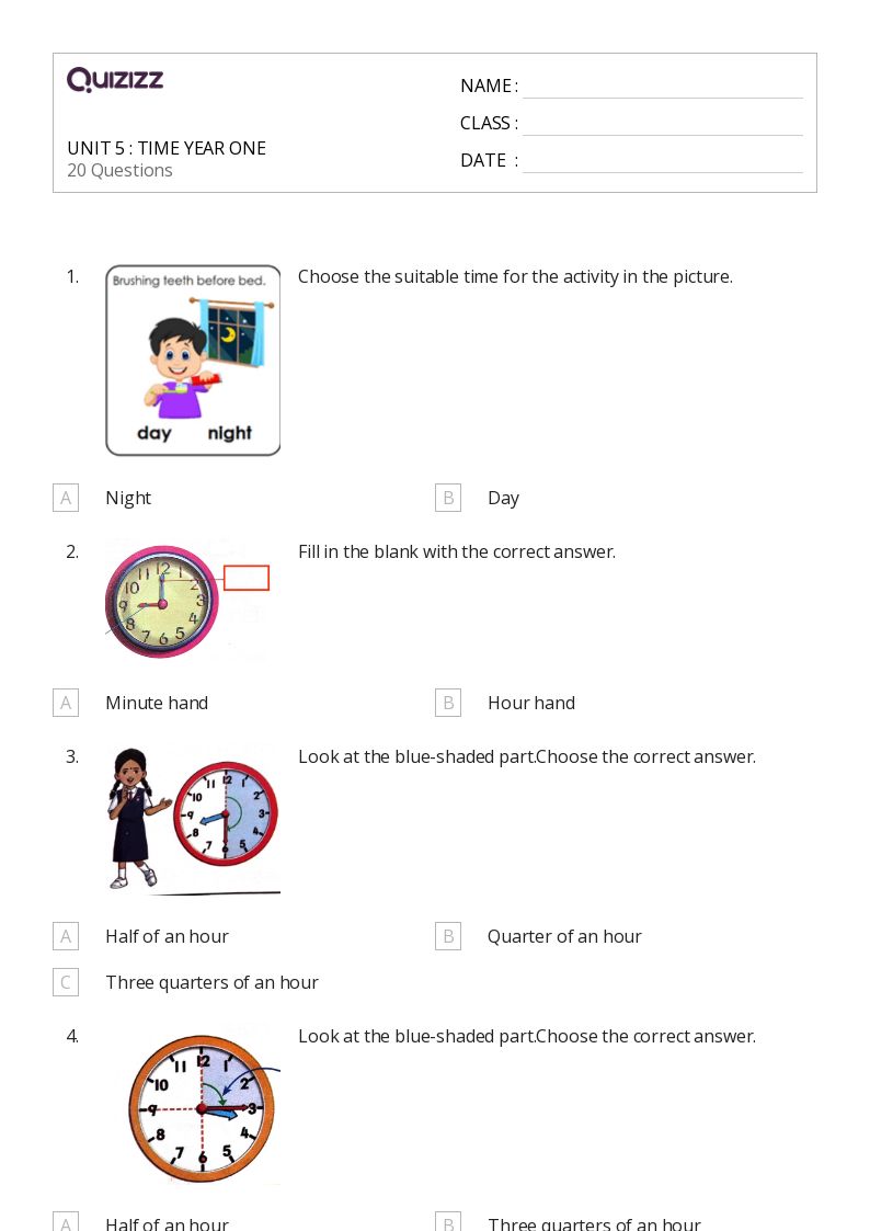 50+ Time to the Half Hour worksheets for Kindergarten on Quizizz Free