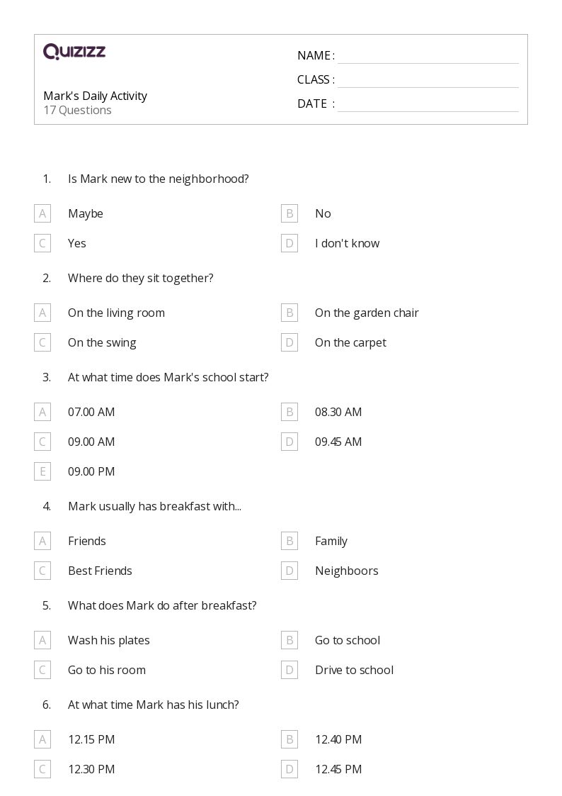 Printable AM and PM Worksheets Quizizz