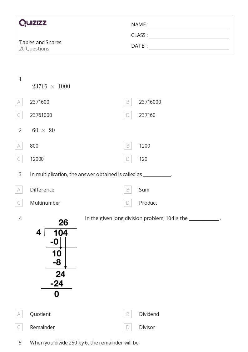 50+ Equal Shares worksheets for 4th Class on Quizizz Free & Printable