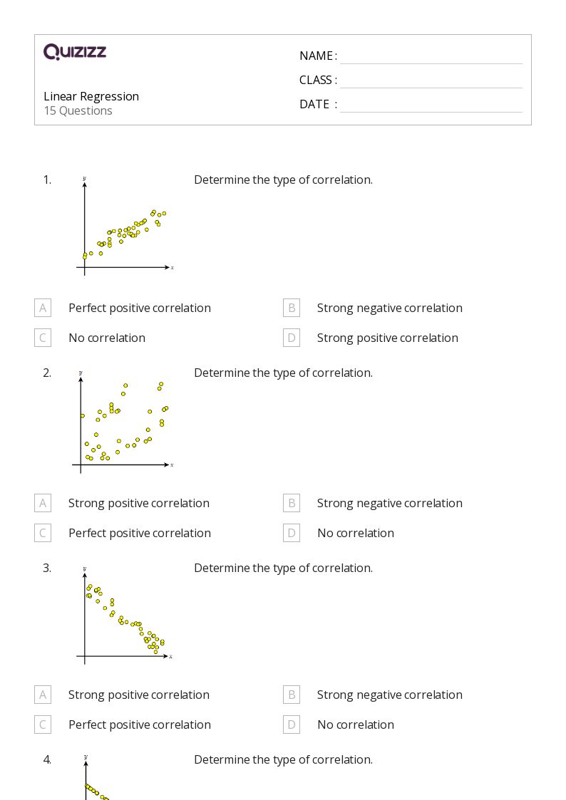 50+ regression worksheets for 12th Class on Quizizz Free & Printable