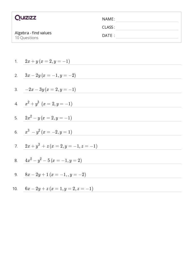 50+ Algebra worksheets for 4th Class on Quizizz Free & Printable