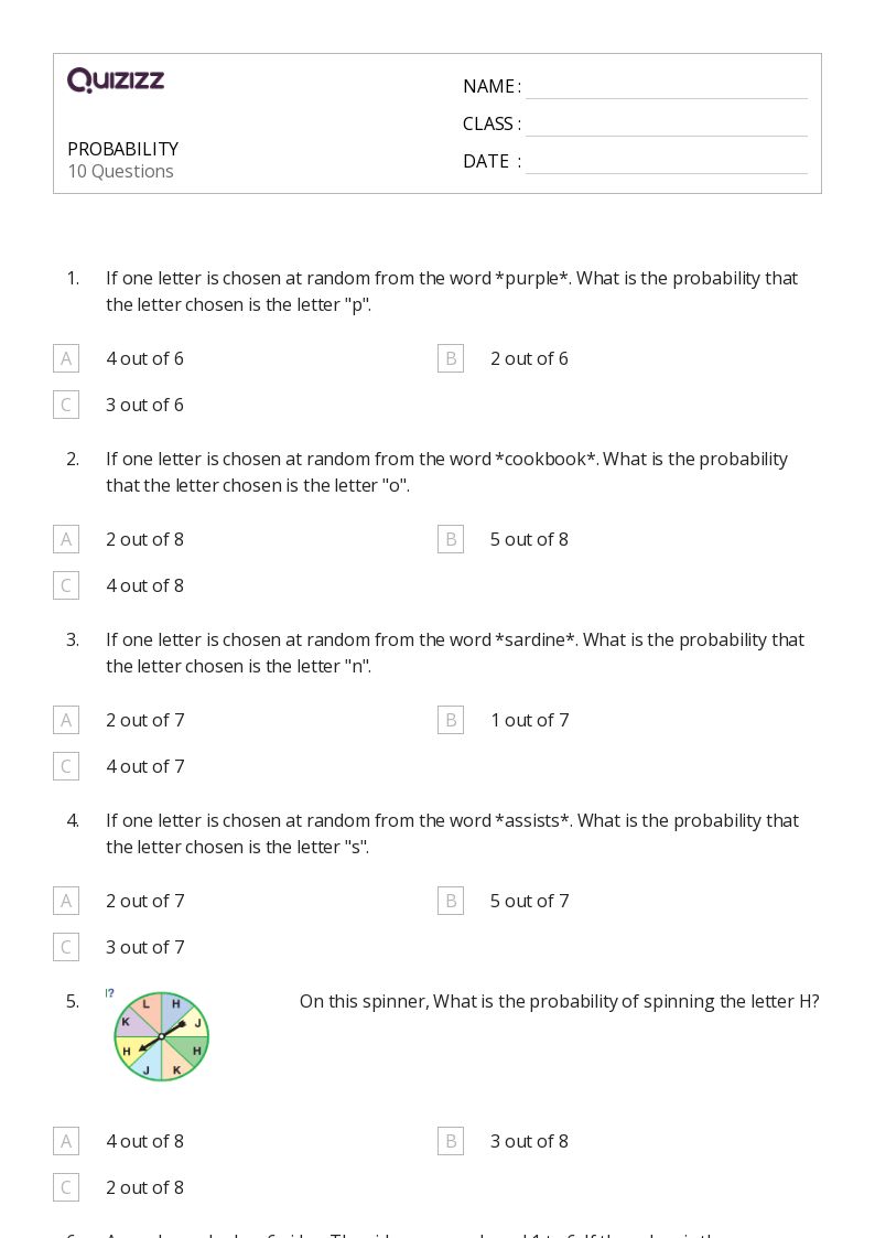 50+ Probability worksheets for 2nd Grade on Quizizz Free & Printable