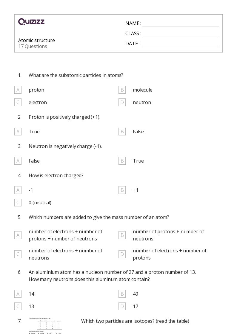 50+ electronic structure of atoms worksheets for 10th Grade on Quizizz