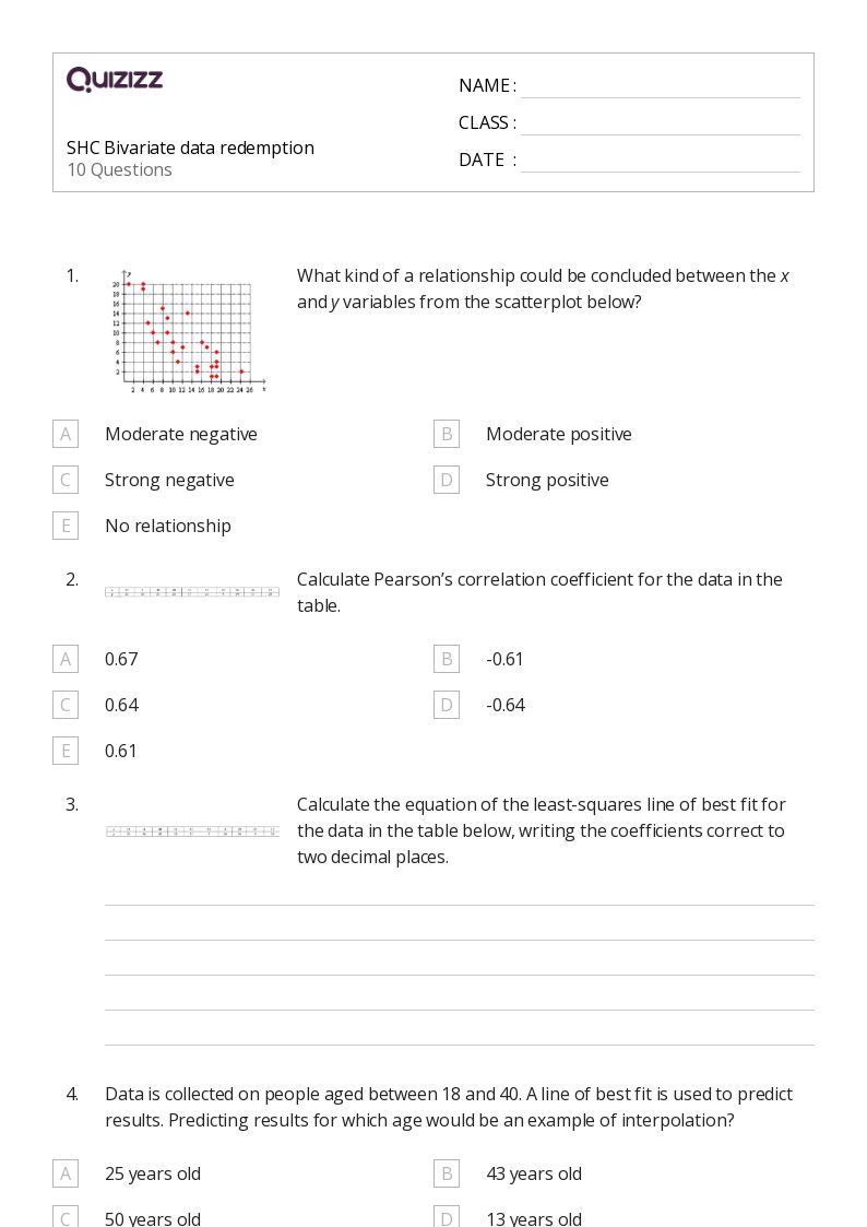 50+ correlation and coefficients worksheets on Quizizz Free & Printable