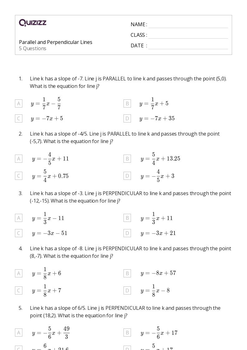 50+ Parallel and Perpendicular Lines worksheets for 7th Year on Quizizz Free & Printable