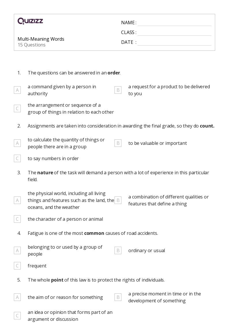 50+ Meaning of Compound Words worksheets for 6th Grade on Quizizz