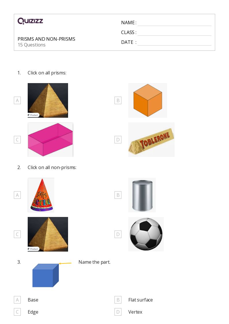 50+ Rectangular Prisms worksheets for 3rd Grade on Quizizz Free & Printable