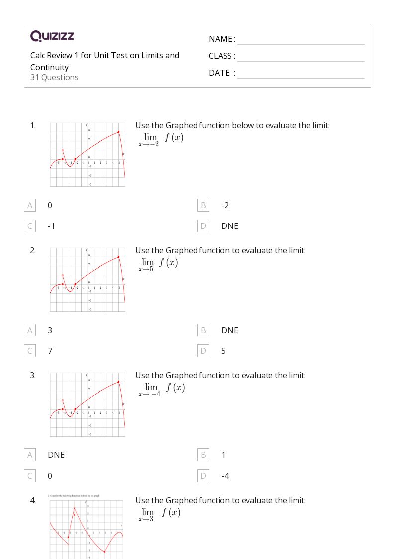50+ limits and continuity worksheets on Quizizz Free & Printable