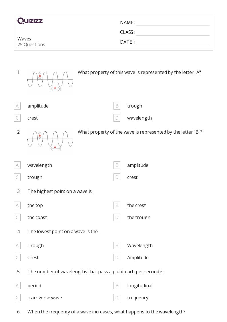 50+ Waves worksheets for 1st Year on Quizizz Free & Printable