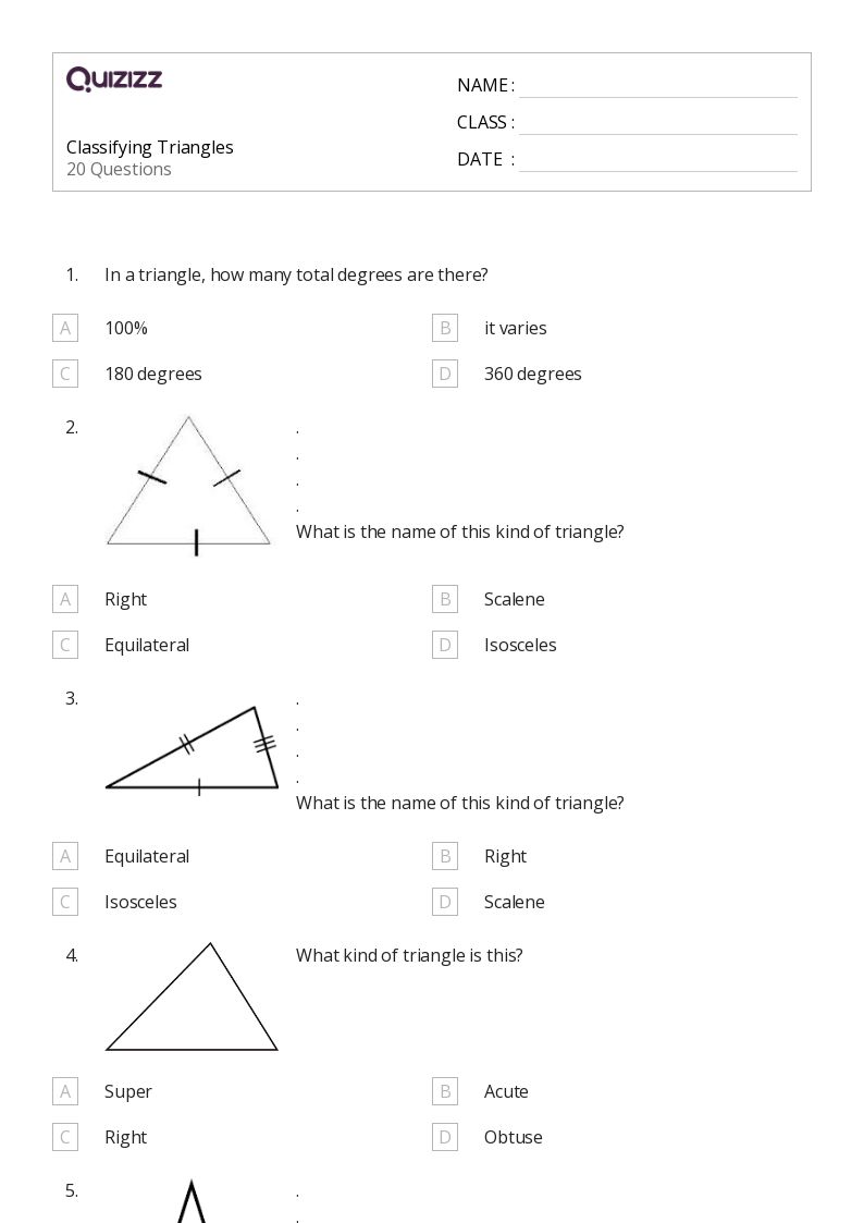 50+ Classifying Triangles worksheets on Quizizz Free & Printable