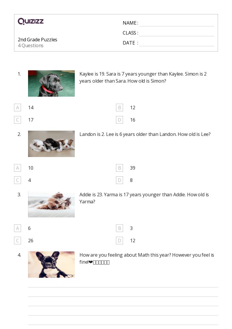 50+ Math Puzzles worksheets for 2nd Grade on Quizizz Free & Printable