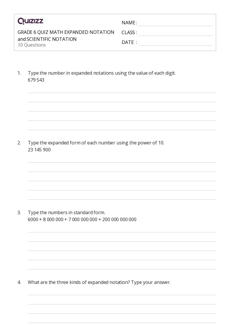 50+ Scientific Notation worksheets for 5th Grade on Quizizz | Free