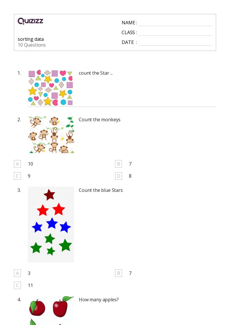 50+ Sorting Data worksheets for Kindergarten on Quizizz Free & Printable