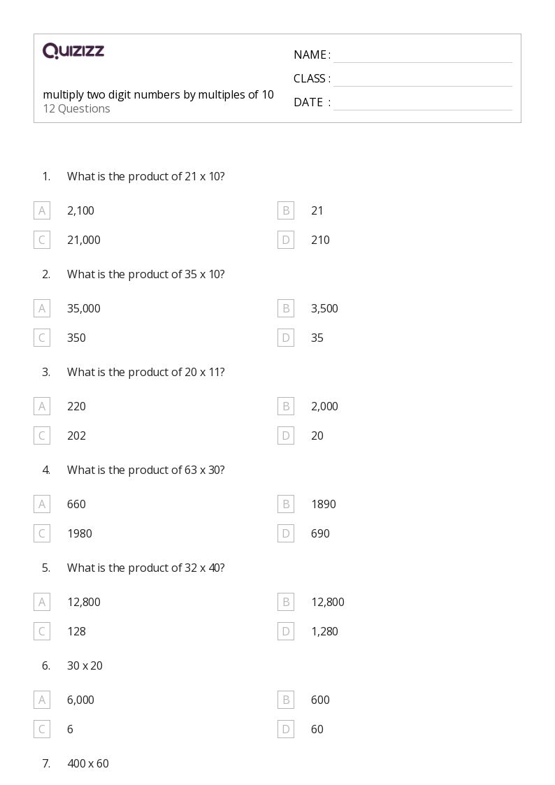 50+ TwoDigit Numbers worksheets for 4th Grade on Quizizz Free & Printable