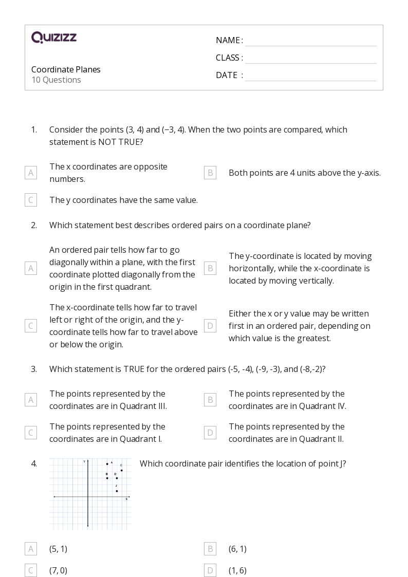 50+ Coordinate Planes worksheets for 6th Grade on Quizizz | Free