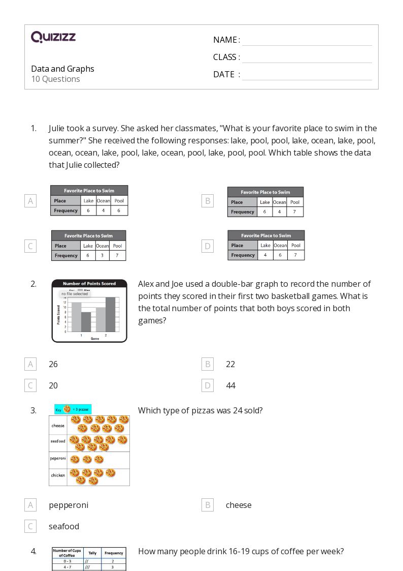 50+ Data and Graphing worksheets for 4th Year on Quizizz Free & Printable